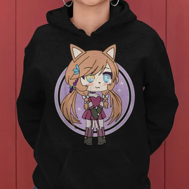 Cute Chibi Style Kawaii Redhead Anime Fox Girl Foxy Chan Women Hoodie