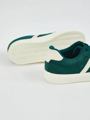 Dark Green Retro Stripe Cupsole Trainers | Kids | George at ASDA