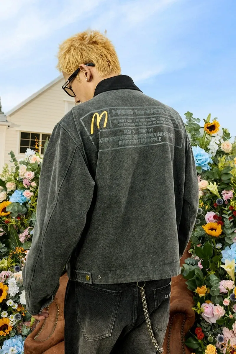 Distressed Embroidered Detroit Jacket