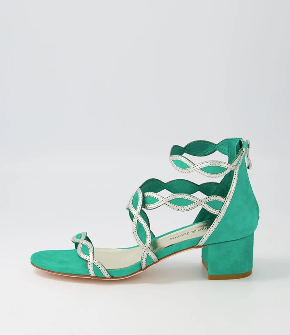 DJANGO & JULIETTE Ailani Light Emerald Argento Suede Leather Sandals