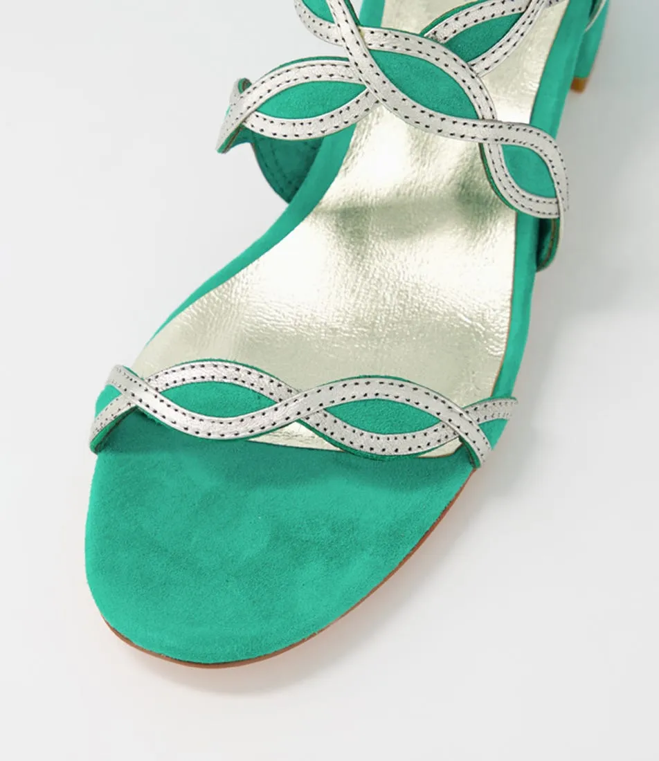 DJANGO & JULIETTE Ailani Light Emerald Argento Suede Leather Sandals