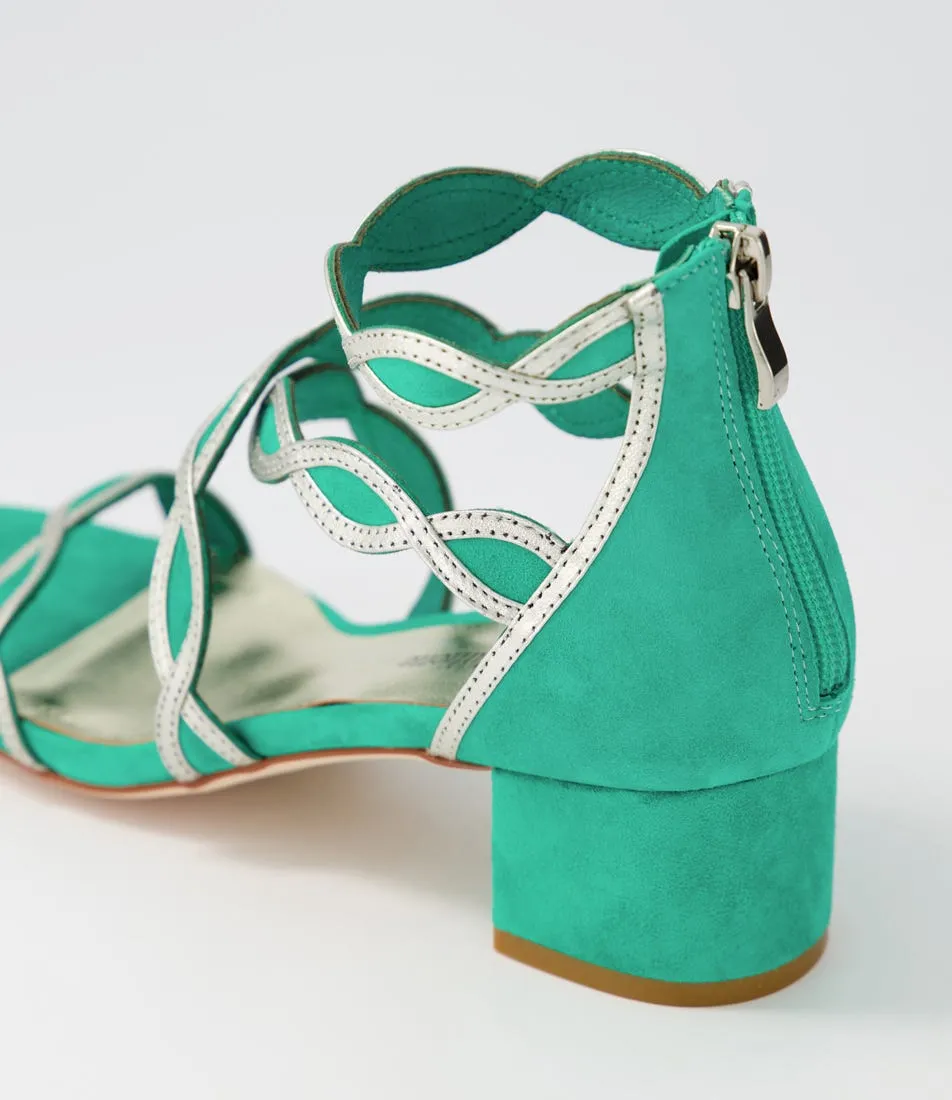 DJANGO & JULIETTE Ailani Light Emerald Argento Suede Leather Sandals