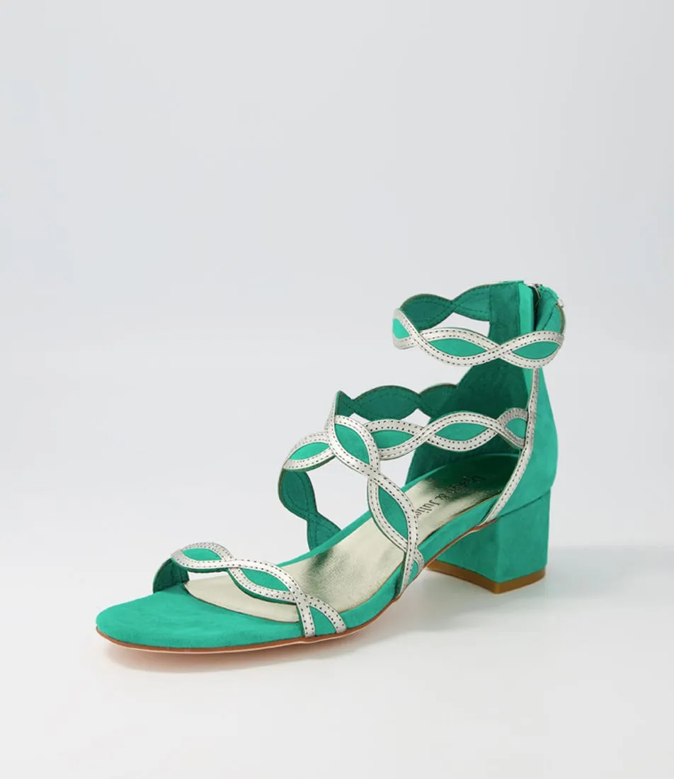 DJANGO & JULIETTE Ailani Light Emerald Argento Suede Leather Sandals