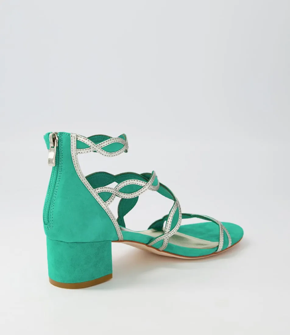 DJANGO & JULIETTE Ailani Light Emerald Argento Suede Leather Sandals