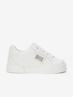 Dolce & Gabbana Boys Leather Portofino Trainers in White