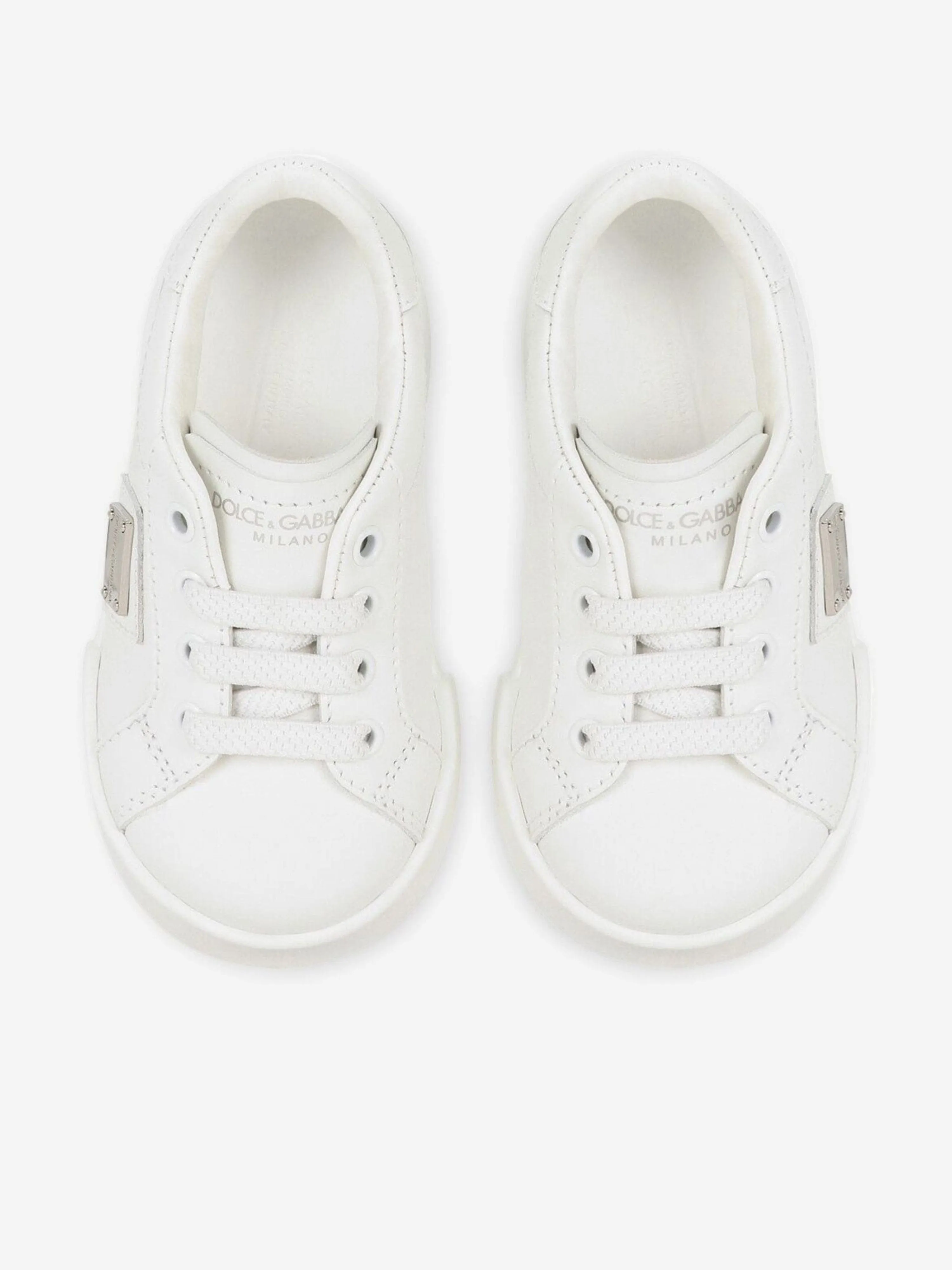 Dolce & Gabbana Boys Leather Portofino Trainers in White