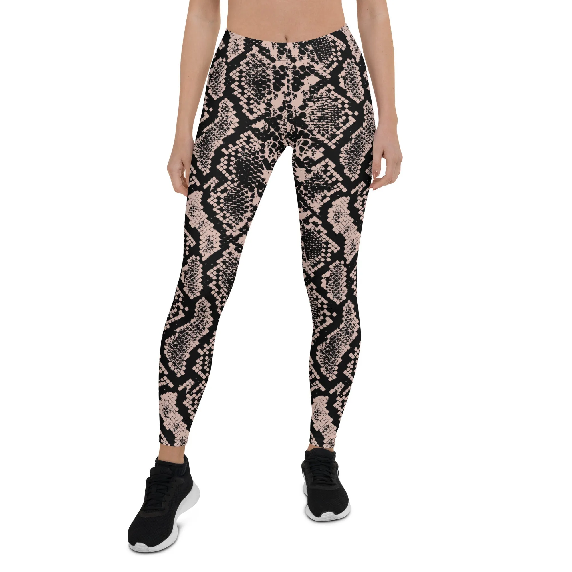 Dusty Pink and Black Snakeskin Leggings