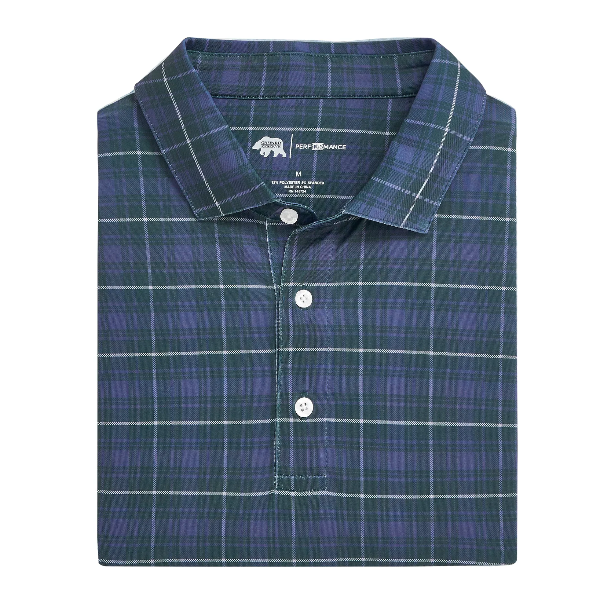 Dutton Plaid Printed Performance Polo