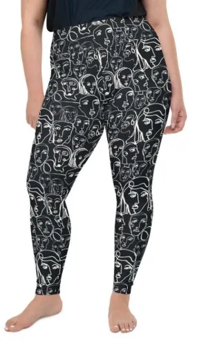 Face Drawings Plus Size Leggings