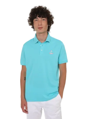 FACONNABLE  Polo with logo patch - Blue