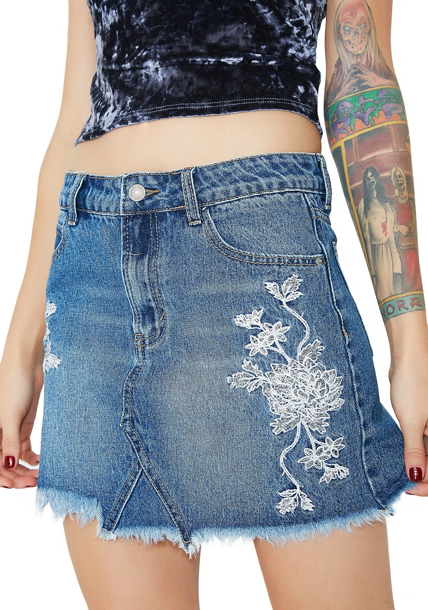 Floral Embroidered Skirt-