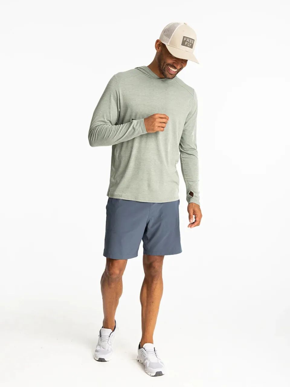 Free Fly Men's Bamboo Shade Hoodie: Heather Agave Green