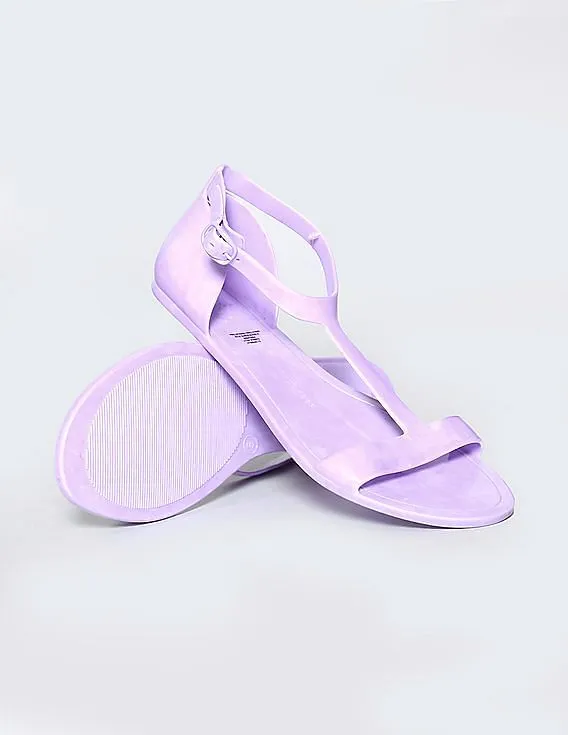 GAP Girls Purple Solid T-Strap Jelly Sandals