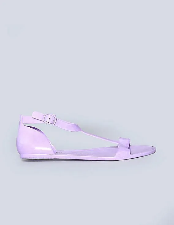 GAP Girls Purple Solid T-Strap Jelly Sandals