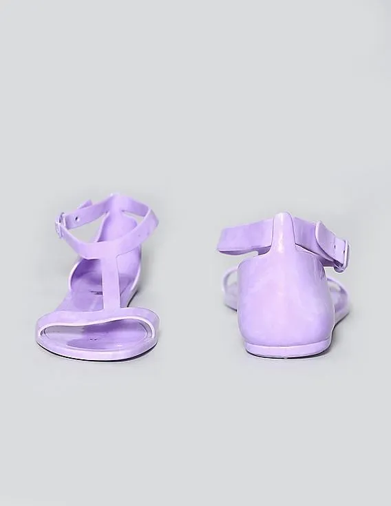 GAP Girls Purple Solid T-Strap Jelly Sandals