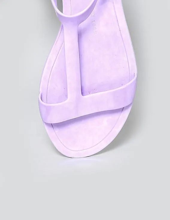 GAP Girls Purple Solid T-Strap Jelly Sandals