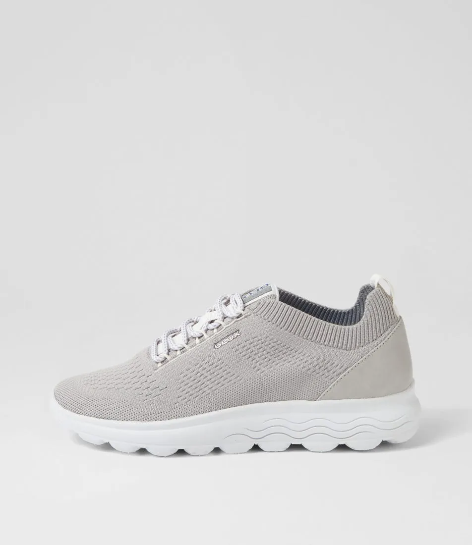 GEOX D Spherica A Light Grey Knit Sneakers