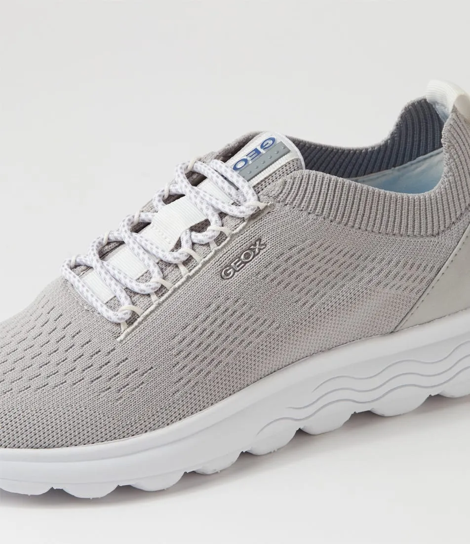 GEOX D Spherica A Light Grey Knit Sneakers