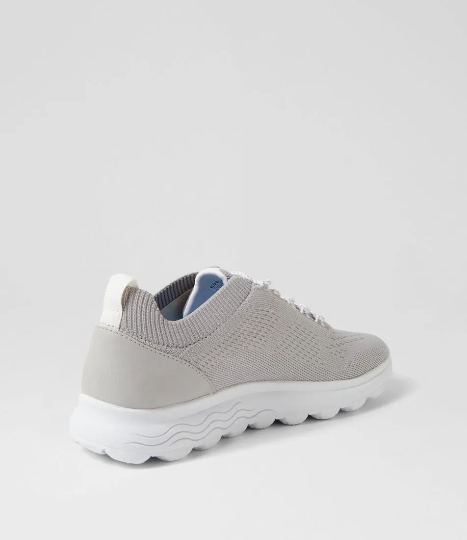 GEOX D Spherica A Light Grey Knit Sneakers