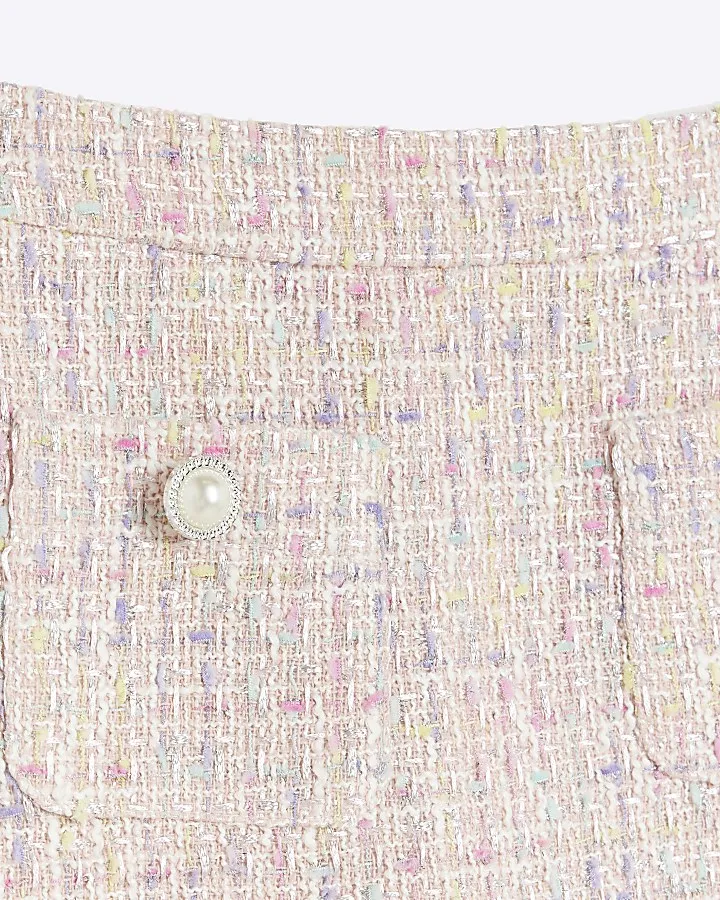 Girls pink boucle skirt