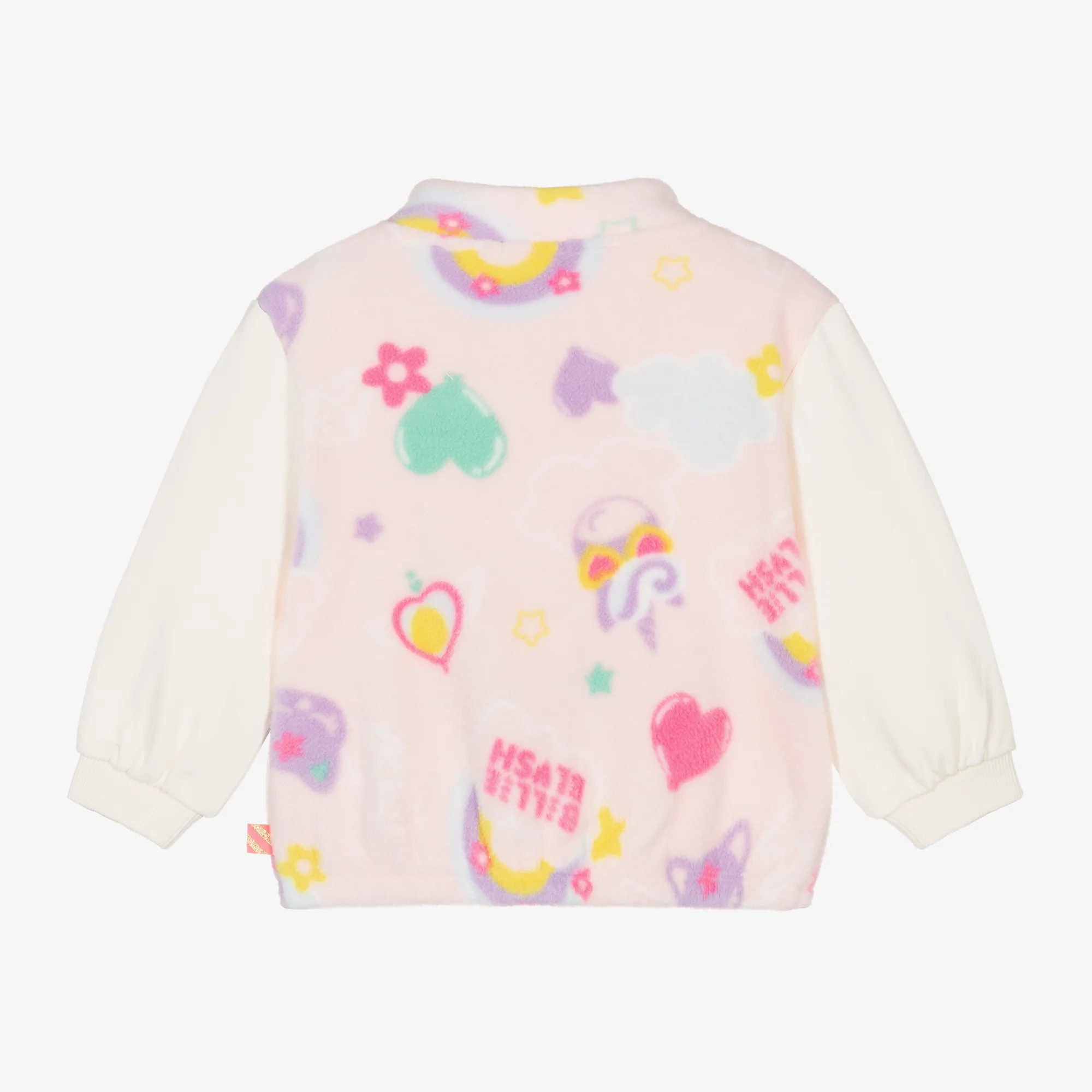 Girls Pink Rainbow Fleece Zip-Up Top