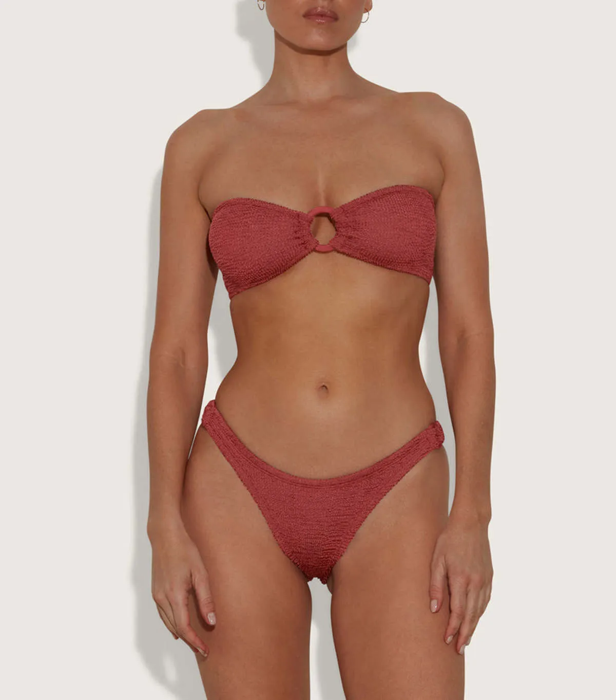 Gloria Bandeau Bikini Set - Metallic Rosewood