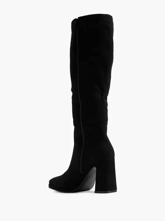 Graceland  Black Long Leg Heeled Boot