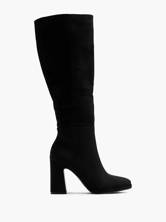 Graceland  Black Long Leg Heeled Boot