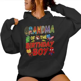 Grandma Of The Superhero Bday Boy Super Hero Family Party Women Hoodie