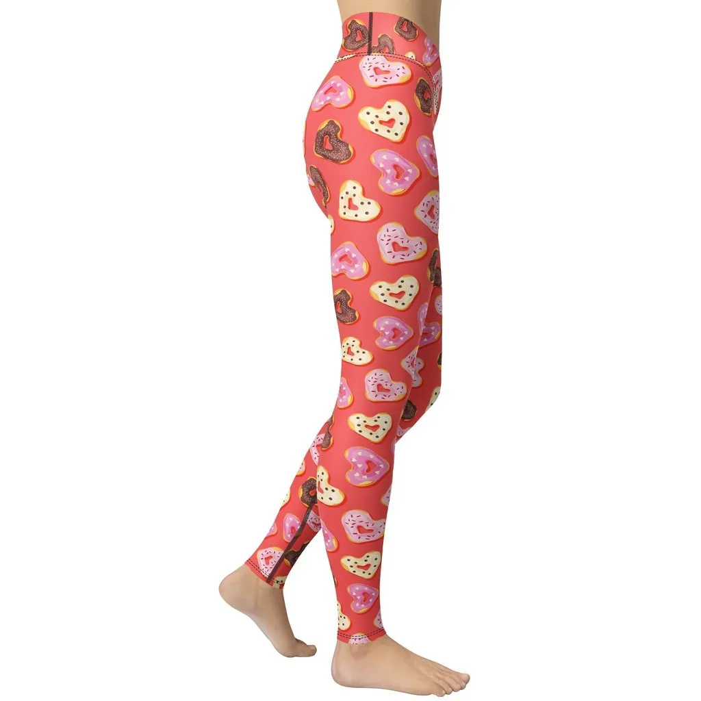 Heart Doughnuts Yoga Leggings