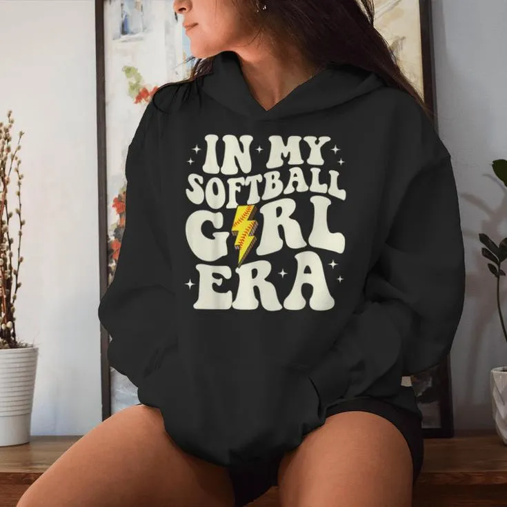 In My Softball Girl Era Retro Groovy Softball Girl Women Hoodie