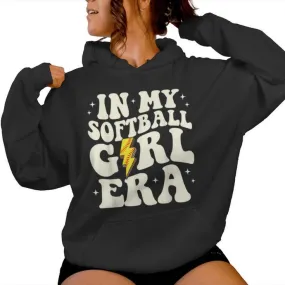 In My Softball Girl Era Retro Groovy Softball Girl Women Hoodie