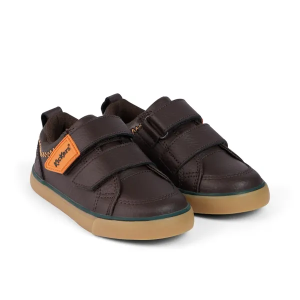 Infant Boys Tovni Twin ZigZag Trainers Leather Brown