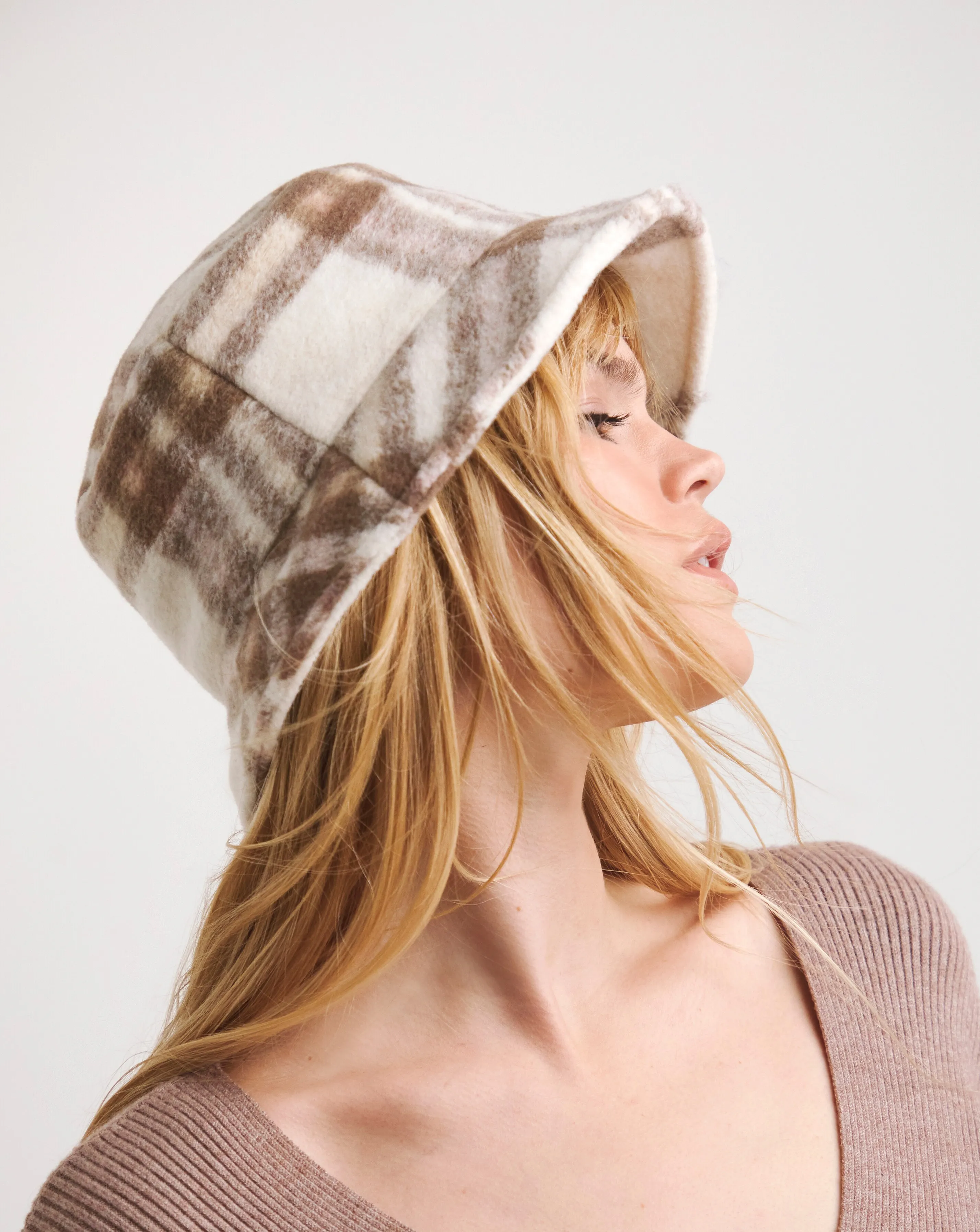 Ivory Check Bucket Hat | Simply Be