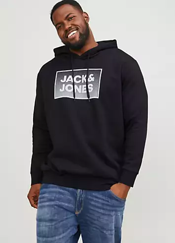 Jack & Jones Plus Size Logo Print Hoodie | Grattan