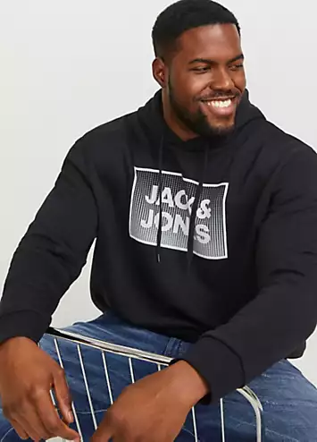 Jack & Jones Plus Size Logo Print Hoodie | Grattan