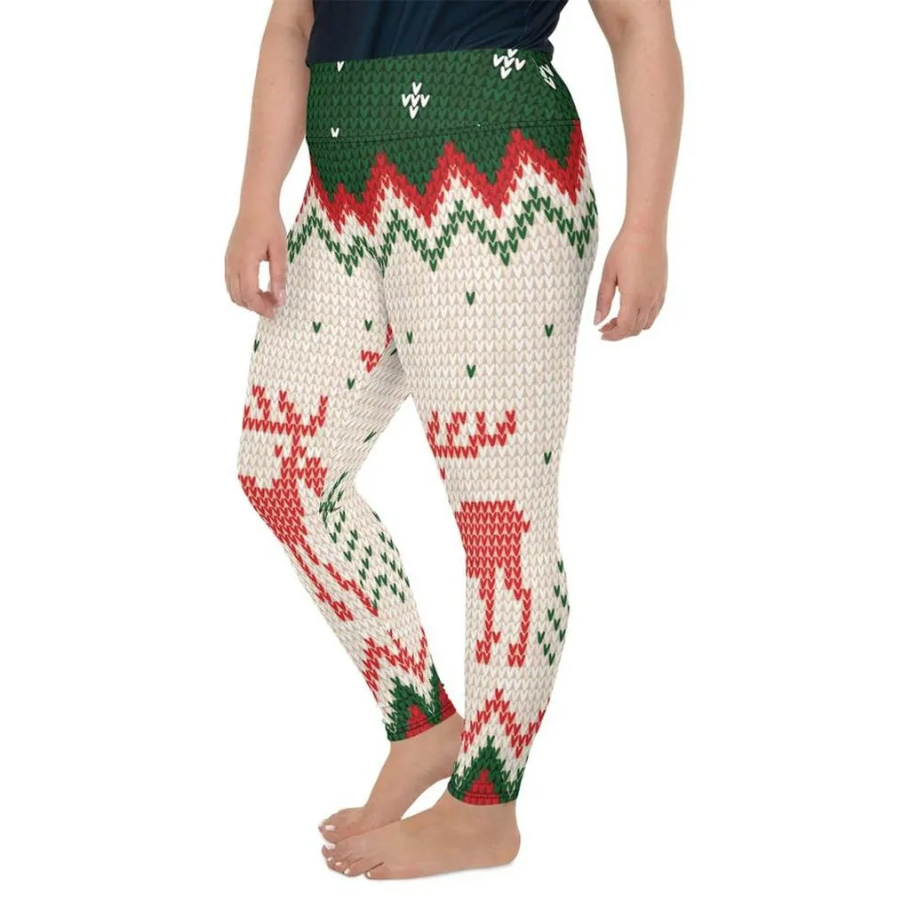 Knitted Print Ugly Christmas Plus Size Leggings