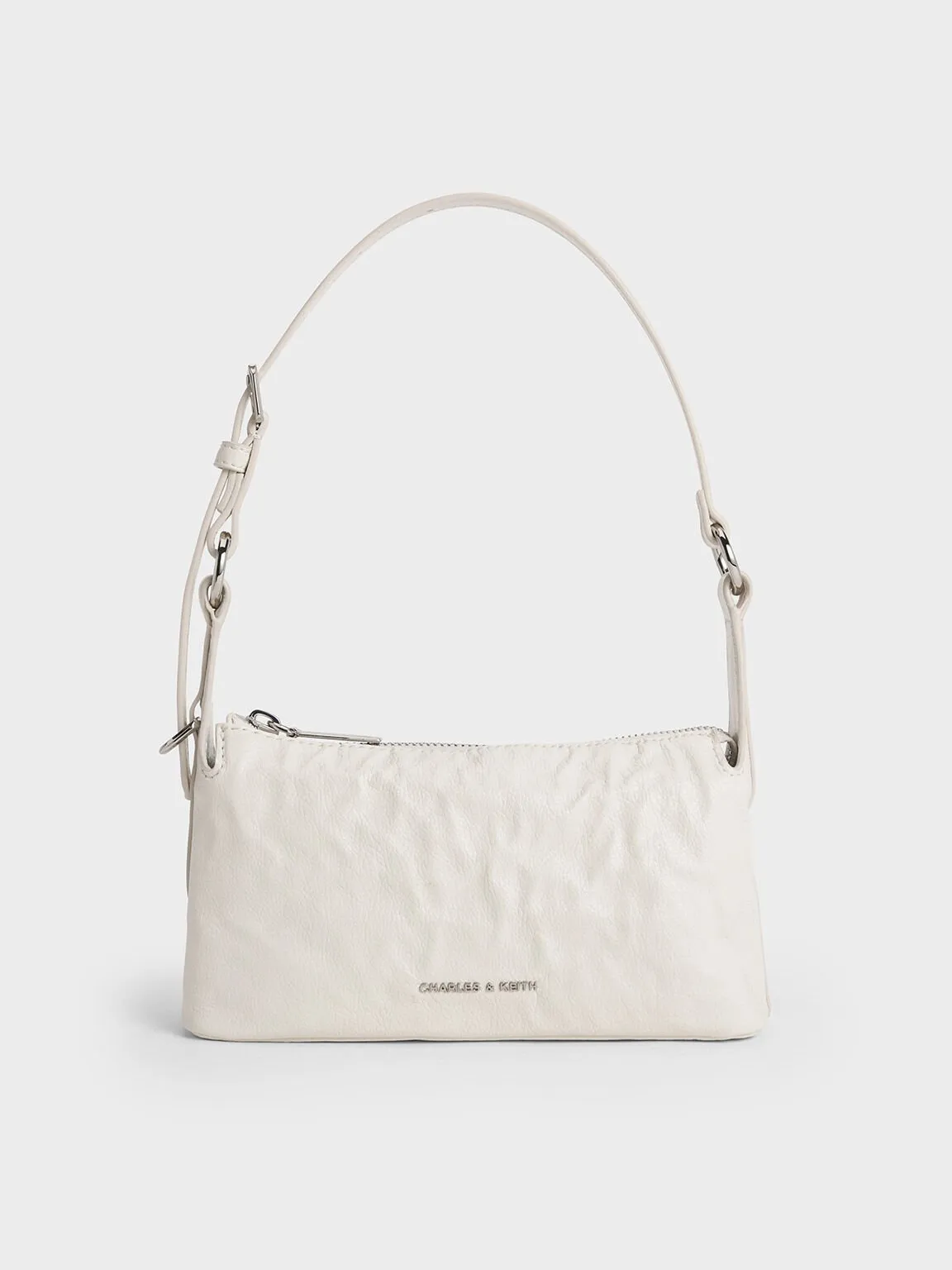 Lark Crinkle-Effect Shoulder Bag - Cream