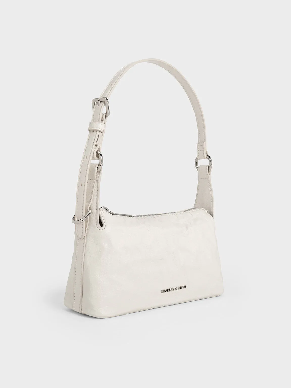 Lark Crinkle-Effect Shoulder Bag - Cream