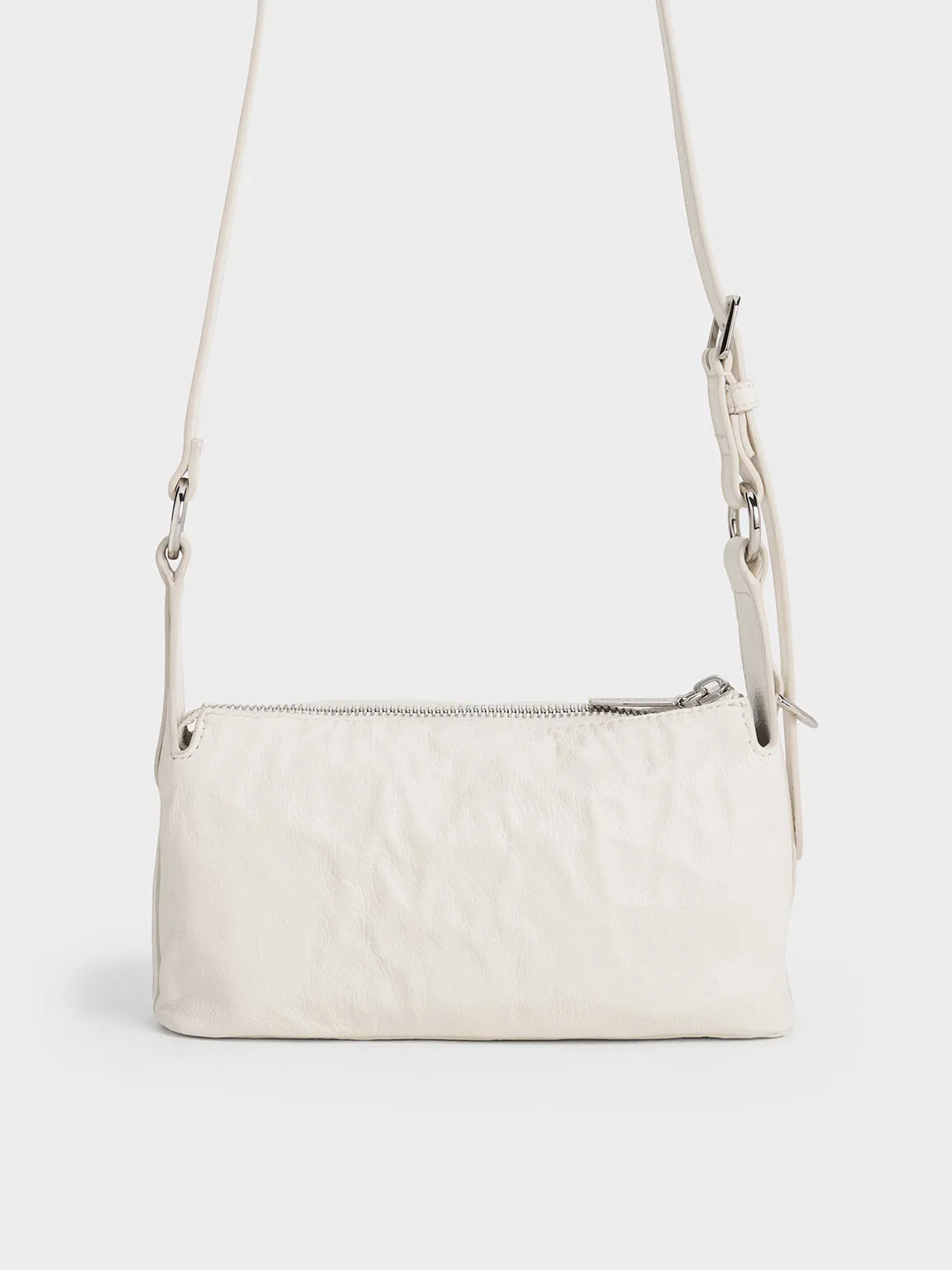 Lark Crinkle-Effect Shoulder Bag - Cream