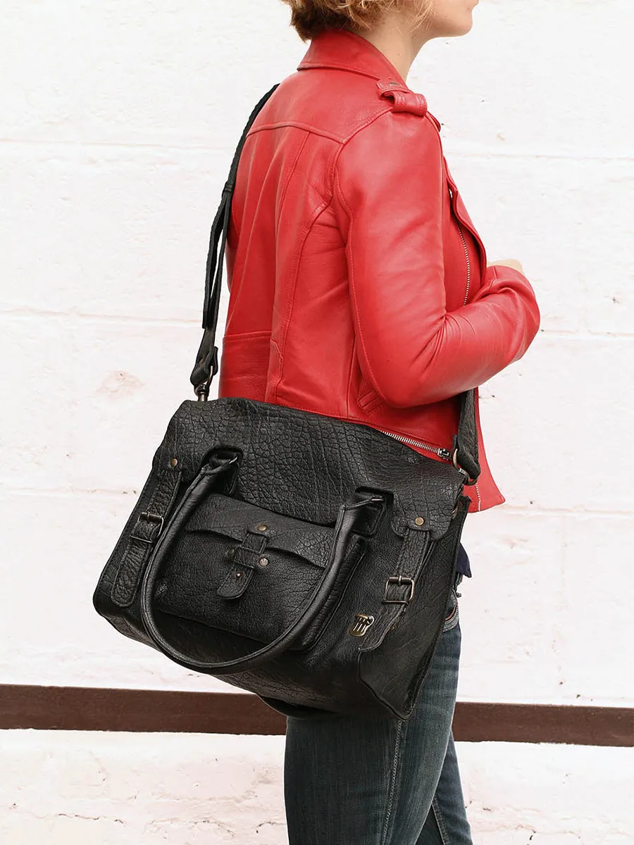 leather shoulder bag for woman Black - LeRive Gauche - M Black | PAUL MARIUS