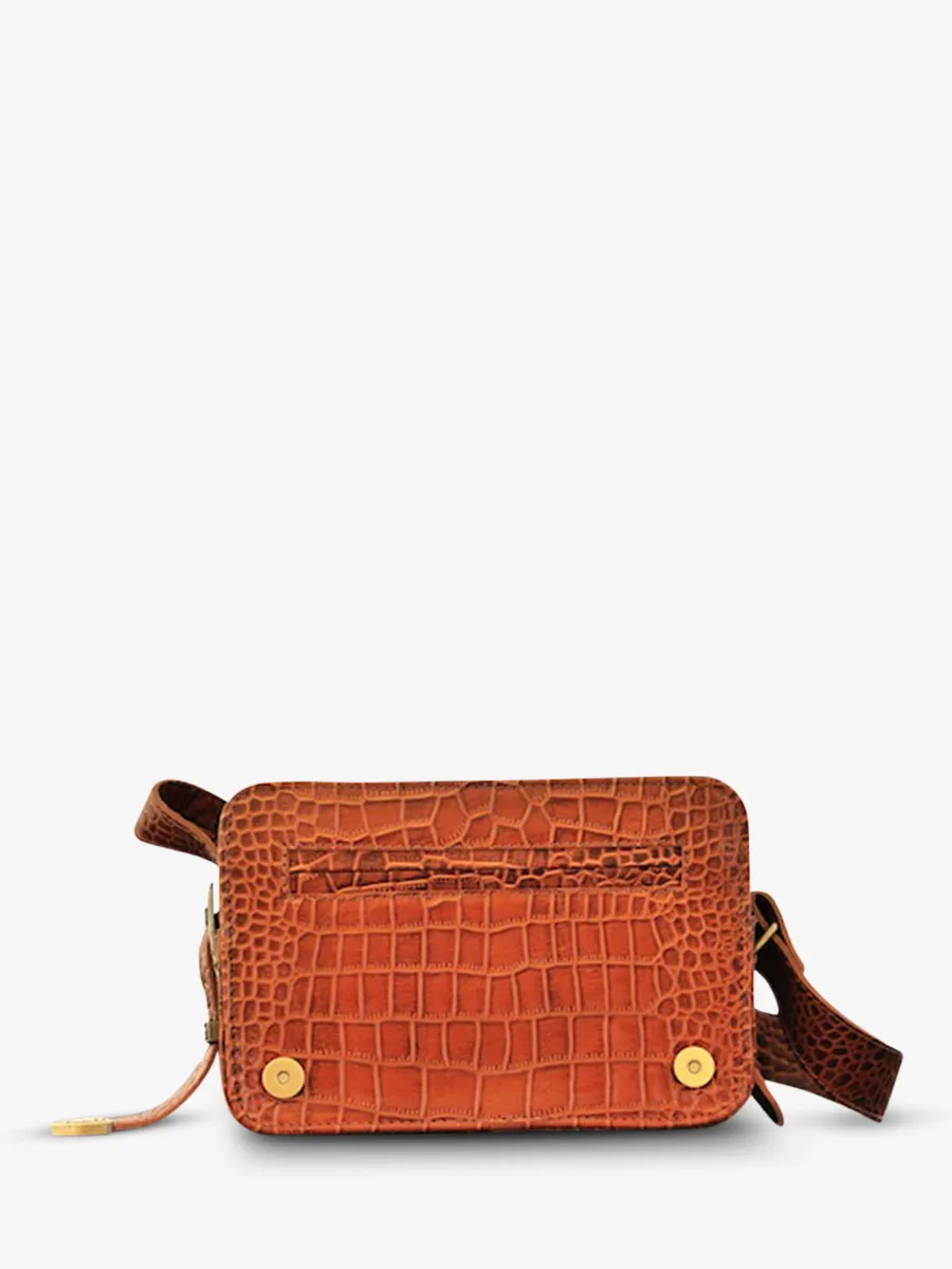 leather shoulder bag for woman Brown - LeBaguette Alligator Cocktail Amber | PAUL MARIUS