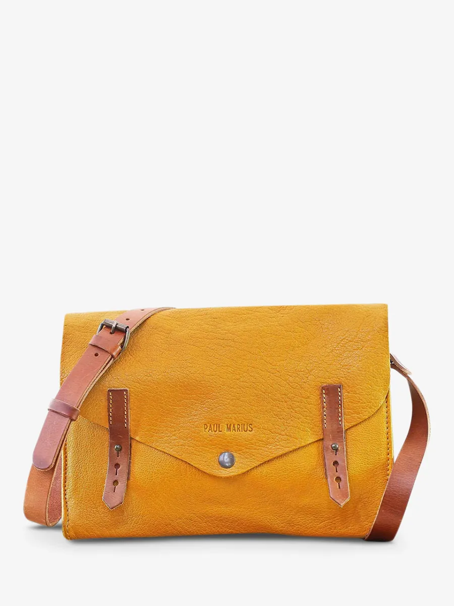 leather woman shoulder bag Yellow - L'Indispensable Saffron | PAUL MARIUS