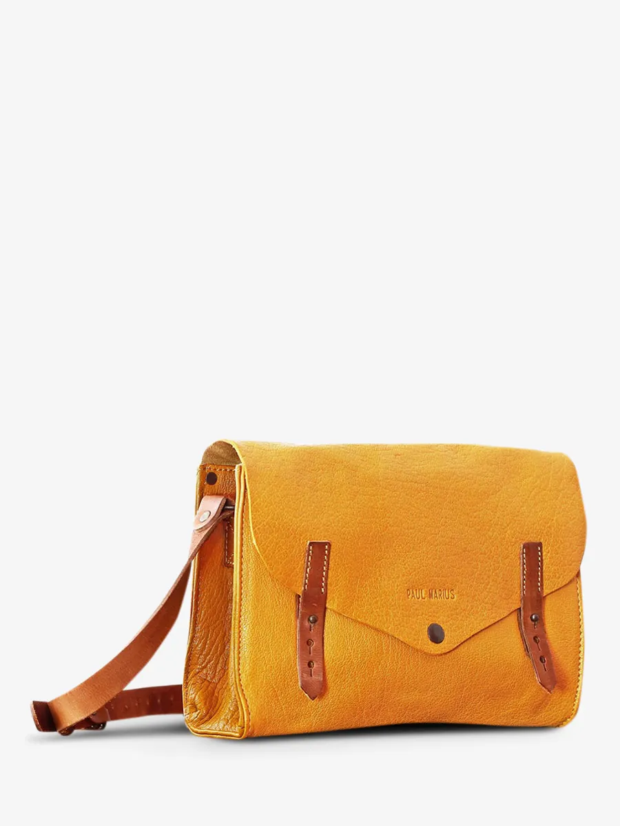 leather woman shoulder bag Yellow - L'Indispensable Saffron | PAUL MARIUS