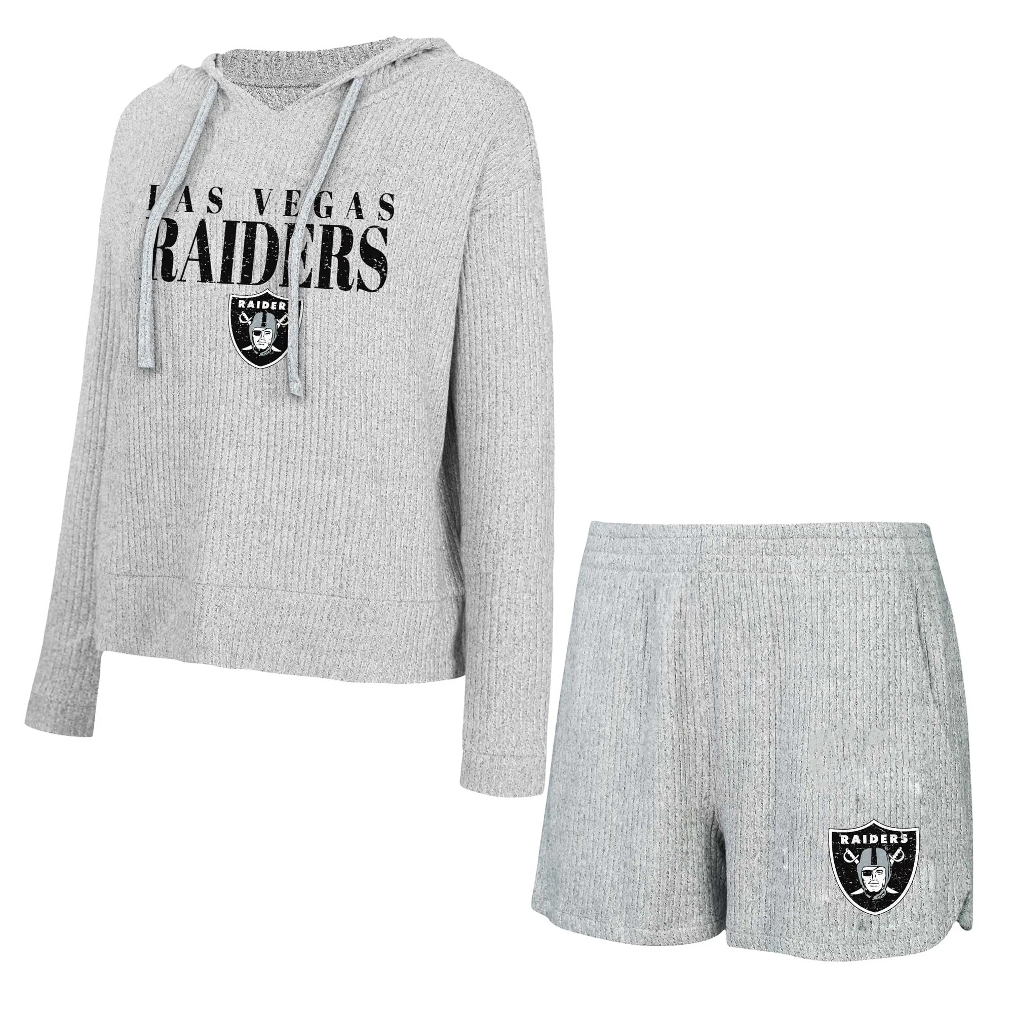 Lids Women's Concepts Sport Gray Las Vegas Raiders Juniper Long Sleeve Hoodie T-Shirt & Shorts Set