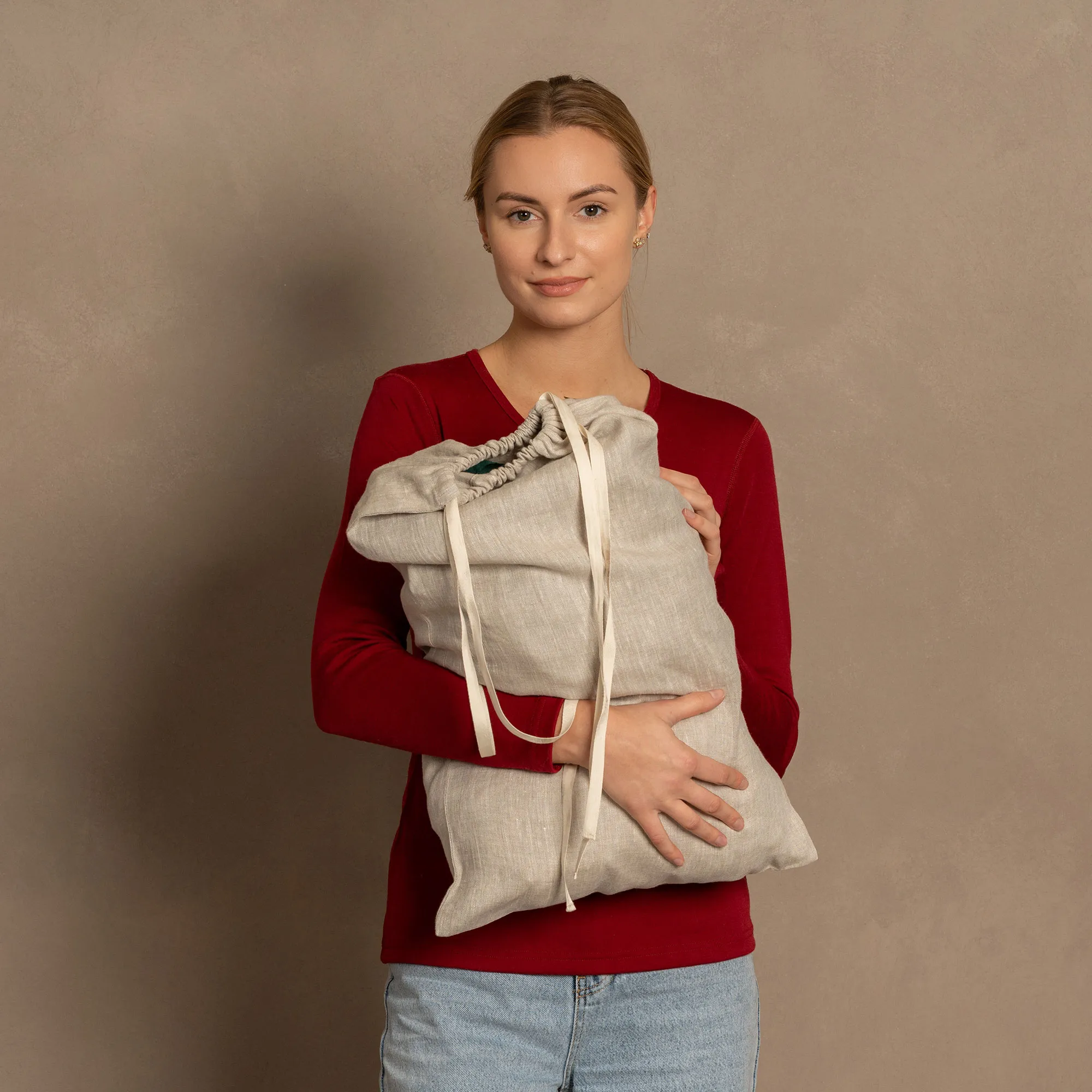 Linen Laundry Bag with Drawstrings