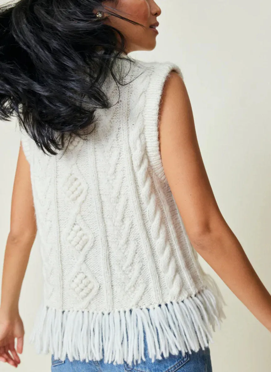 Lingua Franca Mavis Fringe Knit Vest