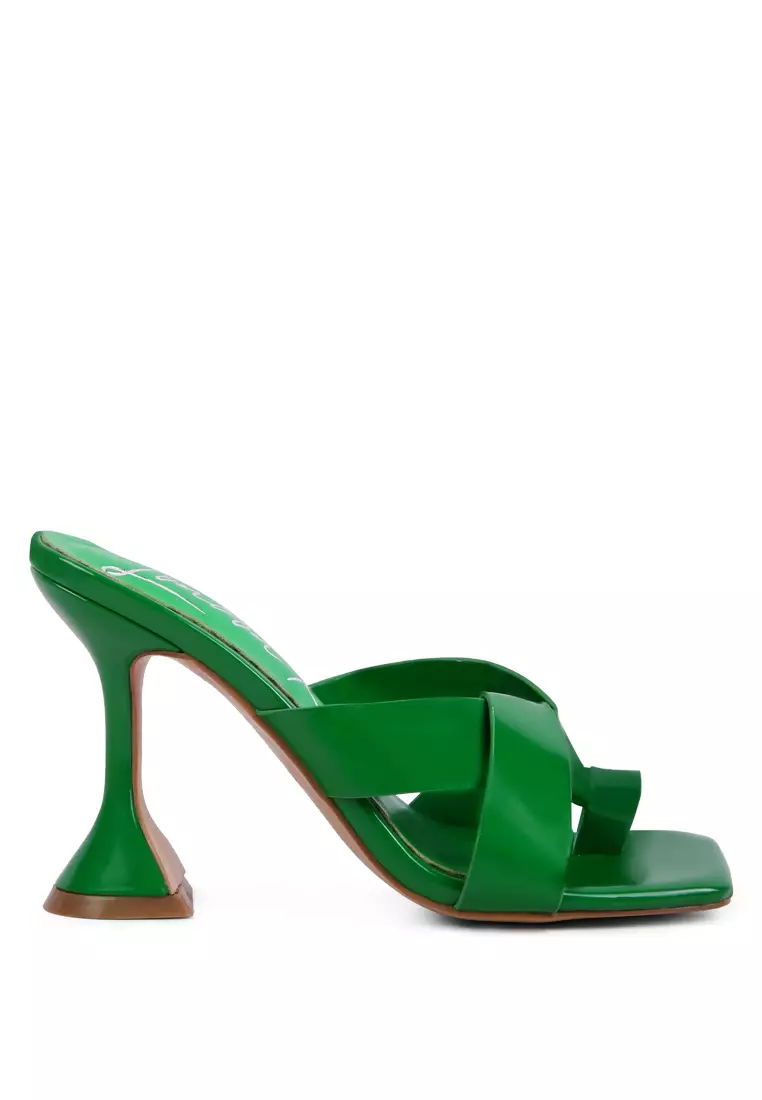 London Rag Green Intertwined Toe Ring Heeled Sandals