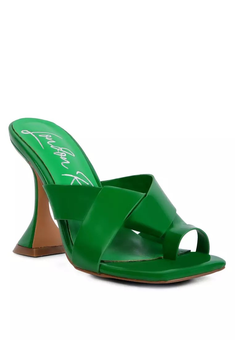 London Rag Green Intertwined Toe Ring Heeled Sandals