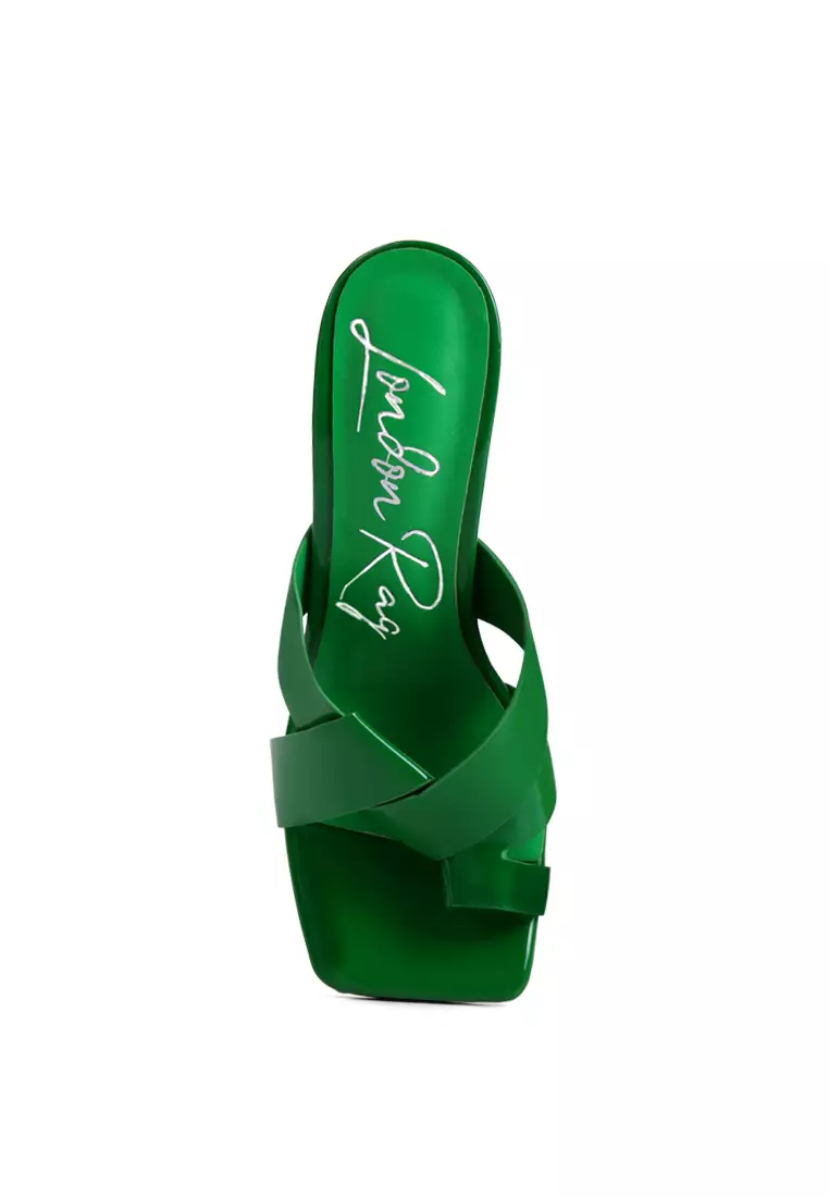 London Rag Green Intertwined Toe Ring Heeled Sandals